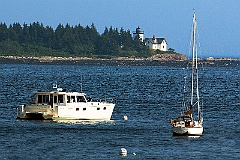 Indian Island Light in Rockport Harbor in Maine